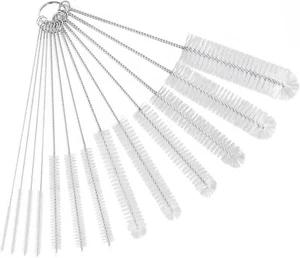 13 PCS White 8" Nylon Tube Brush Set Cleaner Narrow Neck Bottles Cups W/ Hook - Picture 1 of 7