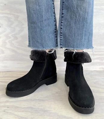 Bos&Co WP Black Suede Faux Fur Lined Platform Winter Boots EU 39/ US Size 8-8.5 - Image 1 of 4