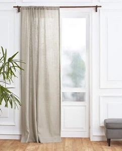 Solino Home 100% Linen Curtain 52 x 84 Inch – Light Natural Lightweight Rod - Picture 1 of 3