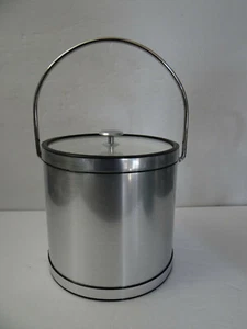 Vintage Kraftware Ice Bucket Brush Chrome & Black Clear Lid 3 Quart - Picture 1 of 6