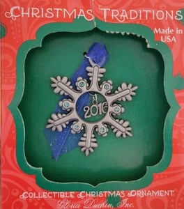 Gloria Duchin Peltre 2016 Copo de Nieve Ornamento Nuevo en Caja - Imagen 1 de 1