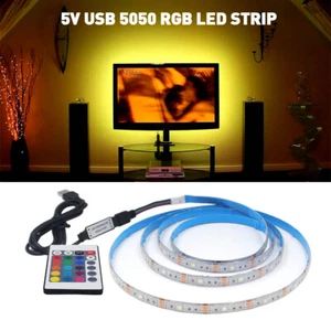 5V USB LED Strip Lights TV Back Light 5050 RGB Color Changing with 24Key Remote - Picture 1 of 13