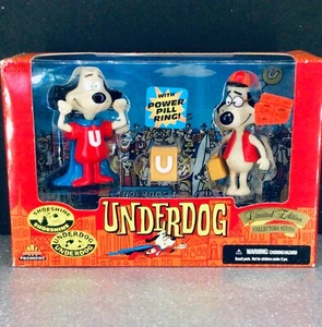 UNDERDOG EXCLUSIVE FIGURES WITH POWER PILL RING UNDERDOG AND SHOESHINE BOY 1998 - Picture 1 of 8