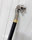 BEAUTIFUL 95CM SOLID ANTIQUE DRAGON STYLE WALKING STICK/CANE PEWTER HANDLE (143
