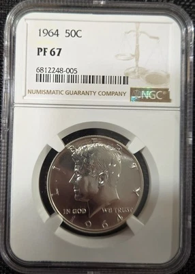 1964 Kennedy Half Dollar. NGC PF67. 90% Silver. - Image 1 of 2