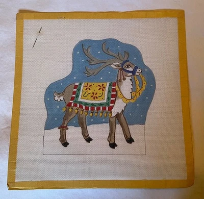 Christmas Reindeer in Snow Needlepoint Canvas Vintage, new - Image 1 of 3