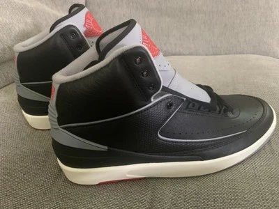 Nike Air Jordan 2 retrô preto cimento fogo vela vermelha cinza DR8884-001 masculino tamanho 11 - Imagem 1 de 4