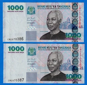 Tanzania 1000 Shillings  2006 P-36b  2 Consecutive Circulated Notes TZ#02 - Picture 1 of 4