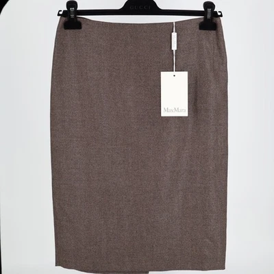 LEER Max Mara Ovvio Falda Gris Lana Virgen Mezcla Seda US 10/XL Foto 1 de 4
