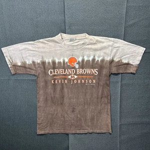 T-shirt vintage Cleveland Browns Kevin Johnson cucitura singola taglia large USA - Foto 1 di 6
