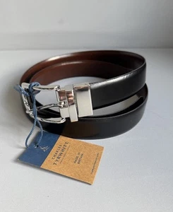 CHARLES TYRWHITT Hombres CINTURÓN REVERSIBLE Cuero NEGRO MARRÓN Cintura 34 Nuevo - Imagen 1 de 5