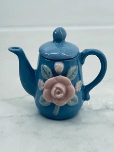 Vintage Made in Occupied Japan Porzellan Miniatur blau Teekanne & Top 2,5" hoch - Bild 1 von 5