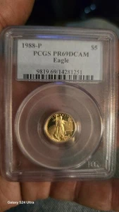 1988-P PCGS PR69DCAM Gold Eagle $5 Cert 9819.69/14281251 - Picture 1 of 6