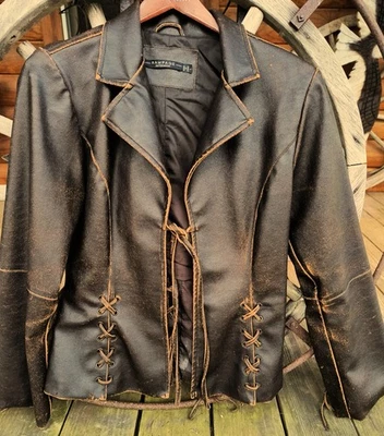 Girls L Rampage Faux Leather Jacket - Lace-Up Front, Back, Sides & Sleeves - Image 1 of 4