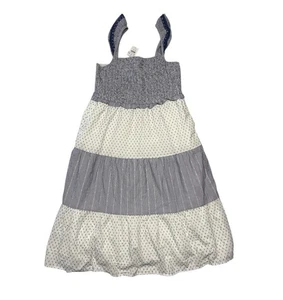 J Crew Midi Dress XL Mix Clip Dot Smocked Cottagecore Boho Beach BZ978 NWT - Picture 1 of 9