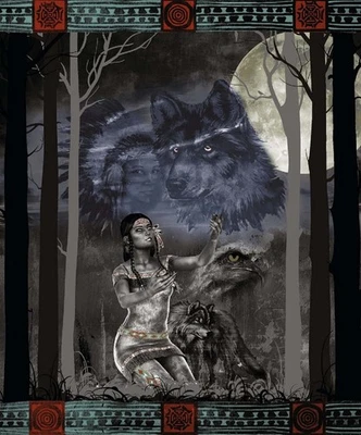 Plush Queen Size Native American Blanket - Extremely Soft - Call of the Maiden - Image 1 of 3