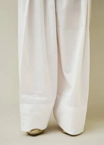 Pakistán Farshi Shalwar Blanco Algodón Talla Única - Imagen 1 de 2