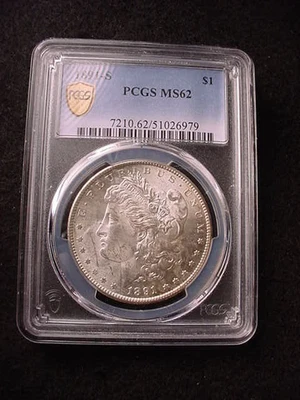 1891-S MORGAN DOLLAR PCGS CERTIFIED MS--62  WHITE HOT BLAZER KEY DATE DOLLAR! #2 - Image 1 of 4