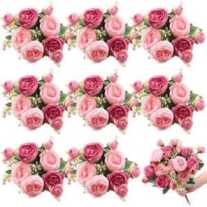 8 Bundles Artificial Peonies Flowers Boho Faux Flowers Arrangements Artificia... - Picture 1 of 8