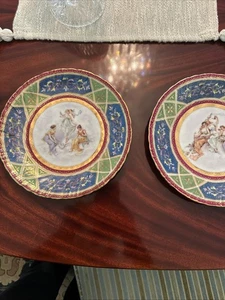 2 Antique Porcelain Royal Vienna 8.5” Decorative Plates Three Goddesses Mint - Picture 1 of 9