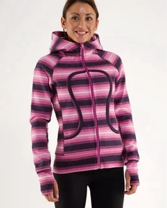 Suéter con Capucha Lululemon Buceo Talla 4 Multicolor Rayas Cremallera Completa - Imagen 1 de 10