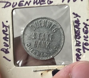 Duenweg State Bank One Quart Trade Token - Duenweg Missouri MO KH L2 - Imagen 1 de 2