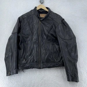 Walter Dyer Leather Jacket Mens 44 Black Motorcycle Biker Zip Front USA - Picture 1 of 14