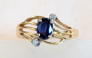 Saphir & Diamant Ring 14KT 3,63 Gramm 1 Karat Edelsteinqualität, VVS2 G-H GIA Gutachten - Bild 1 von 13