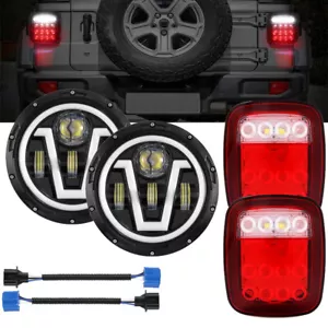 For Jeep Wrangler TJ CJ 7" LED Headlight+4" LED Fog Light Amber Turn Signal Lamp - Picture 1 of 12