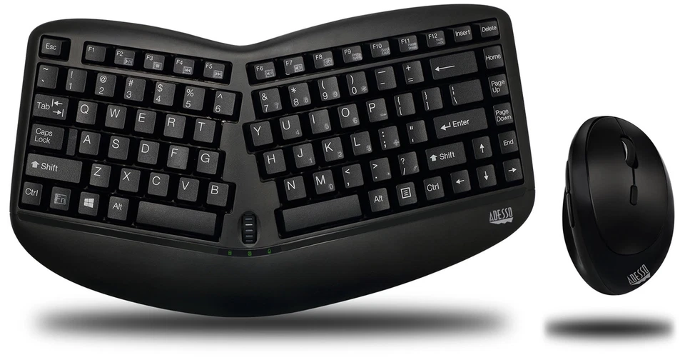 Adesso Tru-form Media 1150 Wireless Ergo Mini Keyboard and Mouse