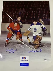 Jean Beliveau e Johnny Bower foto 16x20 DUAL FIRMATA PSA/DNA - Foto 1 di 3
