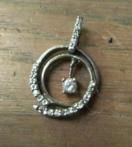 Ciondolo argento zirconi vintage 925 Sterling Silver Crystal - Foto 1 di 4