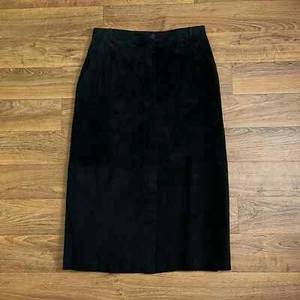 Falda midi Lord and Taylor años 90 cuero gamuza negra lápiz carrera gótica vintage 14 - Imagen 1 de 9