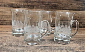 NEW Vtg Nautical TOSCANY Glass Beer Mugs CLIPPER SAILING SHIP Hand Blown Set - Picture 1 of 7