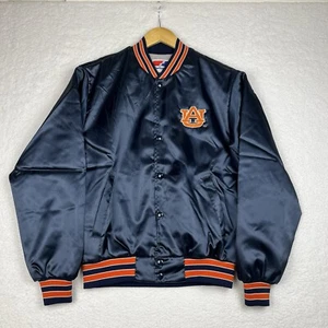 Vintage Auburn University Swingster Satin Bomber Jacket Medium Navy Orange - Picture 1 of 6