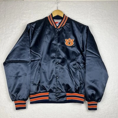 Vintage Auburn University Swingster Satin Bomber Jacket Medium Navy Orange - Image 1 of 4