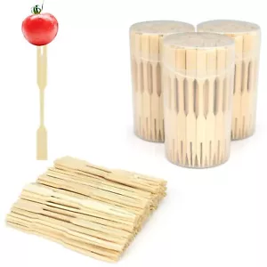 3 Packs Mini Bamboo Forks 3.5 inch, Small Forks for Appetizers, Cocktail Fork... - Picture 1 of 7
