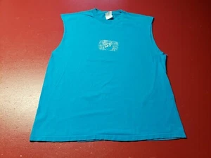Vintage Hanes Comedic Tragedy 8 Ball Muscle Shirt Turq XL U.S.A. Cotton  - Picture 1 of 7