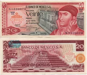 Mexico Banknote 20 Pesos AU UNC CRISP Paper Money - Mix Year - FREE SHIPPING - Picture 1 of 1