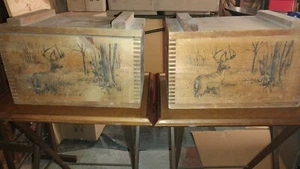 Pair Of 1995 And 1996 The Classic By Evans Wood Crate Ammunition Boxes - Picture 1 of 14
