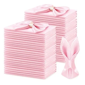 50 Pack Light Pink Square Satin Napkins 17x17 Inch Soft Smooth Cloth Napkinssil - Picture 1 of 7