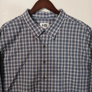 Harbor Bay Mens 3XL Button Down Blue Checkered Long Sleeve Shirt - Picture 1 of 7