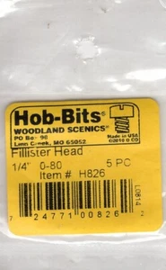 Hob-Bits H826 Brass 0-80 1/4" Long Fillister Head Screw (5) pcs - Picture 1 of 1