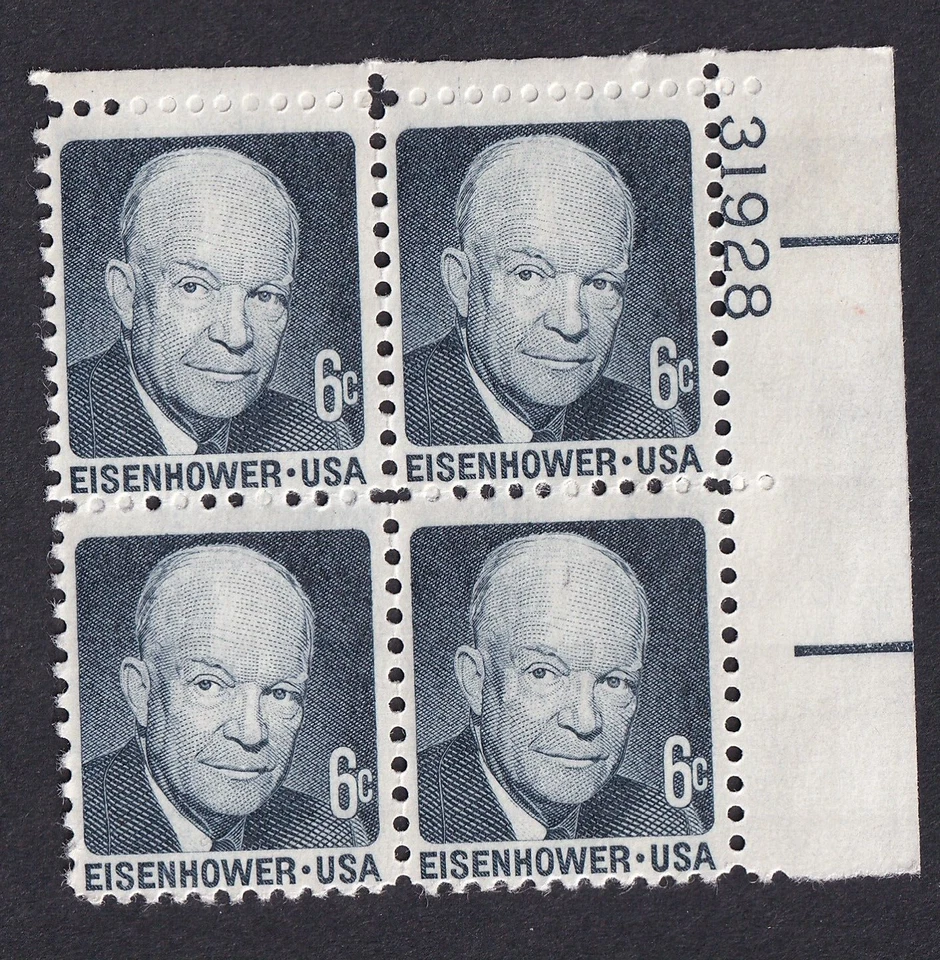 Scott #1393 Dwight Eisenhower Plate Block of 4 Stamps - MNH P#31928 UR - Image 1 of 1