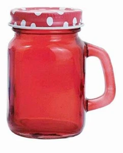 New Red Polka Dot 4 oz Mini Mason Spice Trinket Crafts Storage Jar - 3.5" x 3" - Picture 1 of 1