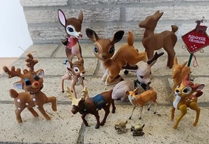 Vintage Lot of 11  Christmas Plastic Ceramic Deer/Reindeer Figures - Picture 1 of 19
