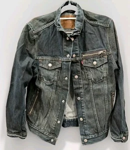 Giacca jeans Levi's donna camionista XL denim zip tasche lavaggio scuro - Foto 1 di 10