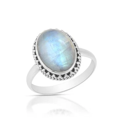 Anillo Piedra Lunar Anillo Plata Esterlina 925 Anillo Arco Iris Blanco Anillo Hecho a Mano Foto 1 de 3