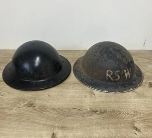 PAIR OF VINTAGE WW2 BRITISH ? ARMY HELMETS - Picture 1 of 7