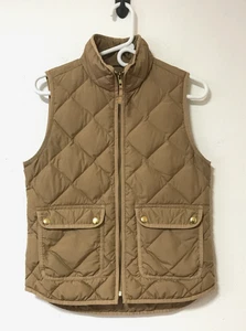 J Crew Quilted Down Puffer Vest Size XS Glazed Pecan 70% Down Front Pockets - Picture 1 of 11